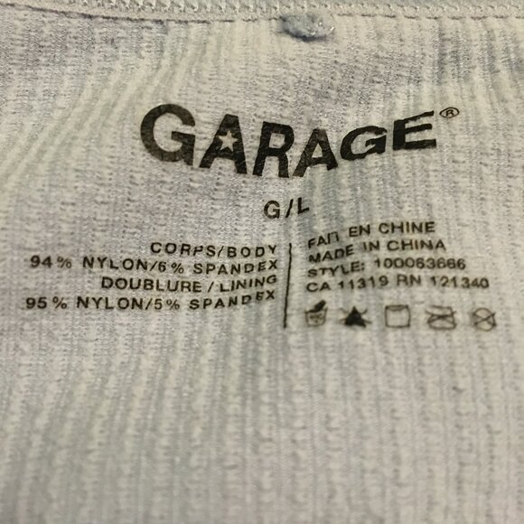 Garage Athletic High Neck Pale Blue Ribbed Cropped Bra Top - Picture 5 of 9